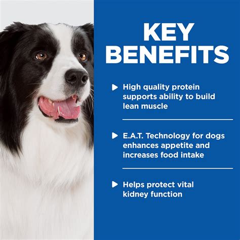 Please consult your veterinarian for further information on how our prescription diet foods can help your dog to continue to enjoy a happy and active life. Hill's Prescription Diet k/d Kidney Care Beef & Vegetable ...