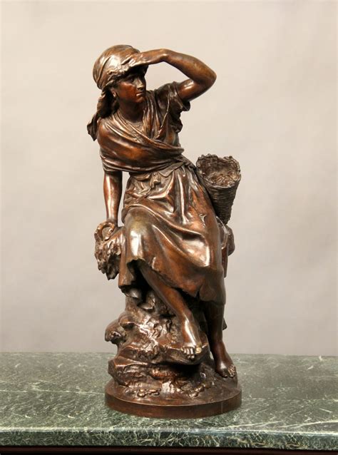Late 19th Century Bronze Sculpture Of A Woman Seated And Glancing Afar