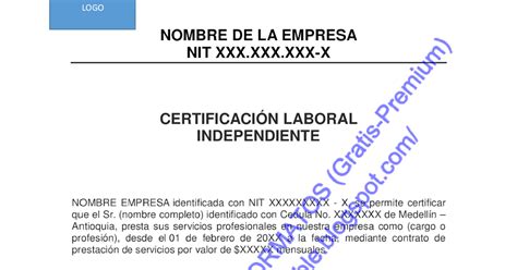 Formato De Carta Laboral Para Trabajador Independiente Peter Vargas