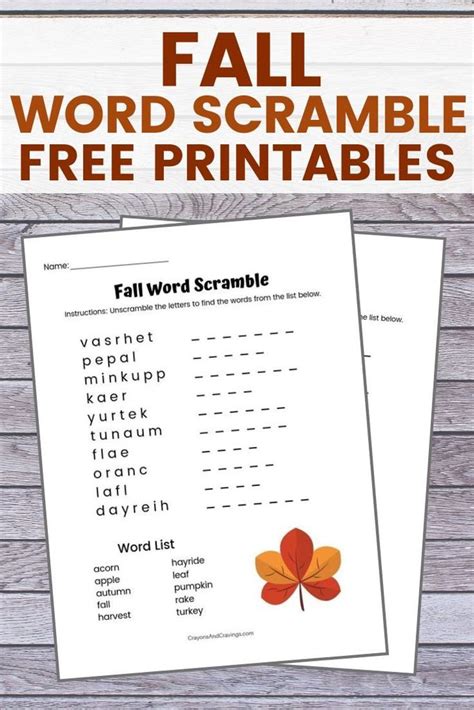 Fall Word Scramble Printable Printable World Holiday