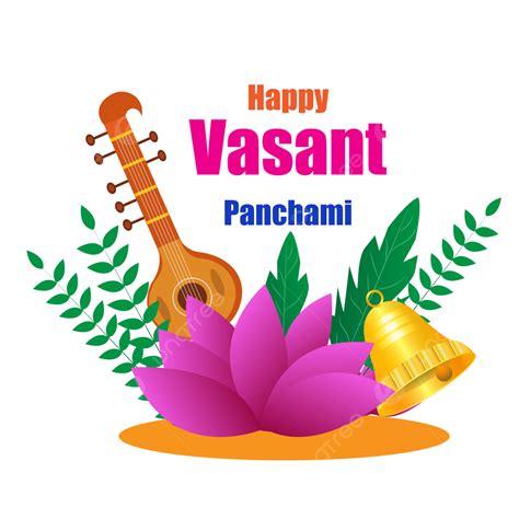 Imagen Png Del Festival Vasant Panchami Con Veena Y Campana De Flor Png Panchami Vasant