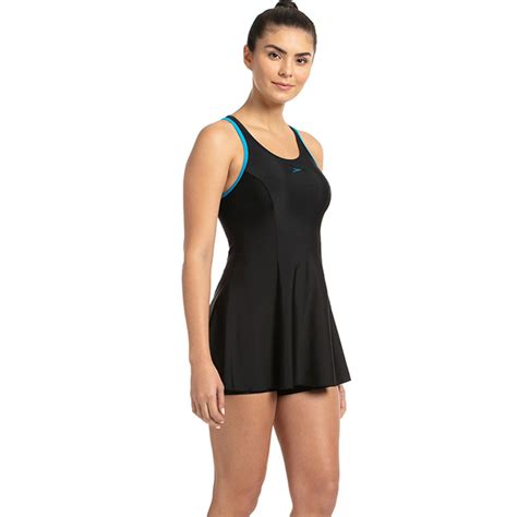 Speedo Racerback Swimdress With Boyleg Black Buy Speedo Racerback