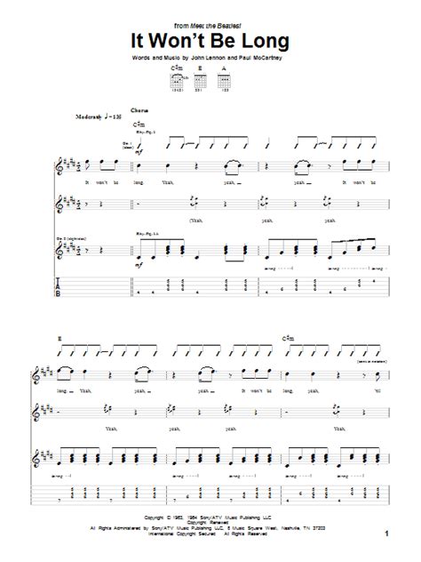 It Wont Be Long By The Beatles Guitar Tab Guitar Instructor