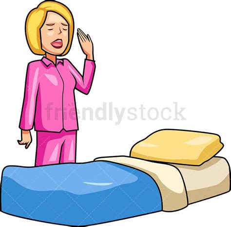 woman in pajamas getting into bed cartoon vector clipart friendlystock