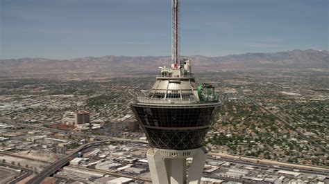 4k Stock Footage Aerial Video Orbit The Top Of Stratosphere Las Vegas Nevada Aerial Stock