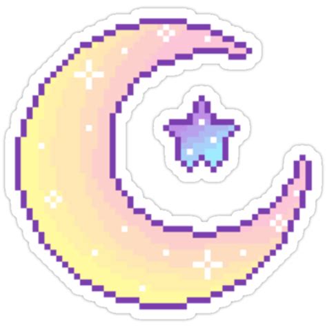 Pixel Planet Moon And Star Stickers By Ohsweetie Redbubble