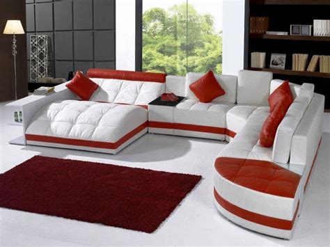 Modern White Red Sofa Living Room Sofa Set Modern Leather Sofa Foshan