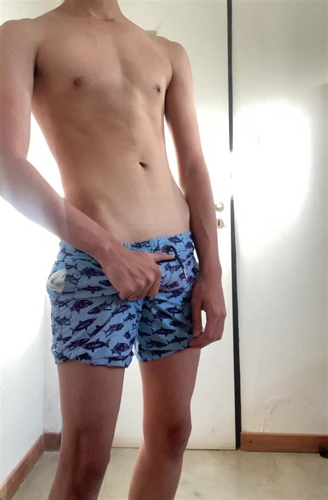 Teen Rubbing His Cock In Tight Swim Shorts Pt 1