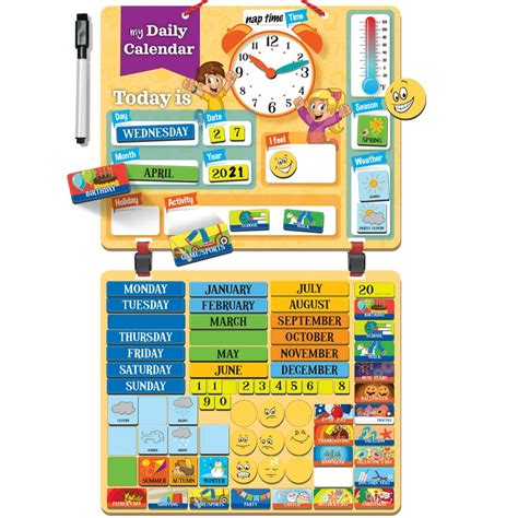 Kids Daily Calendar Magnetichang On Wall Or Fridge For Home Or School