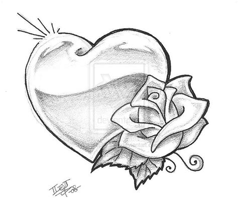 Black And White Heart And Rose Tattoo Designs Kingmeme