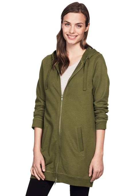 Long Zip Front Hoodie By Ellos® Plus Size Outerwear Woman Within