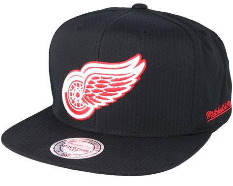 Detroit Red Wings Riptop Honeycomb Black Snapback Mitchell And Ness Caps