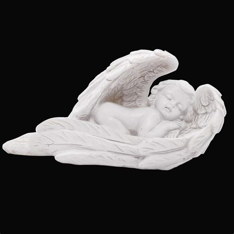 Buy Sleeping Baby Angel Statue Cherub In Wings Feathers Statue Figurine