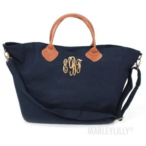 Monogrammed Canvas Cargo Tote Marley Lilly Tote Bags Monogrammed