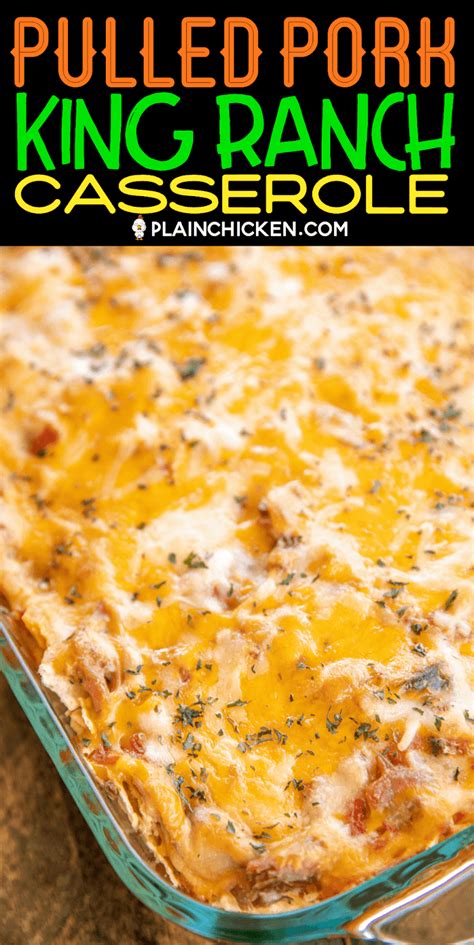 The doritos do get a little. Pulled Pork King Ranch Casserole - a delicious twist on a classic Tex-Mex dish! This isn't ...