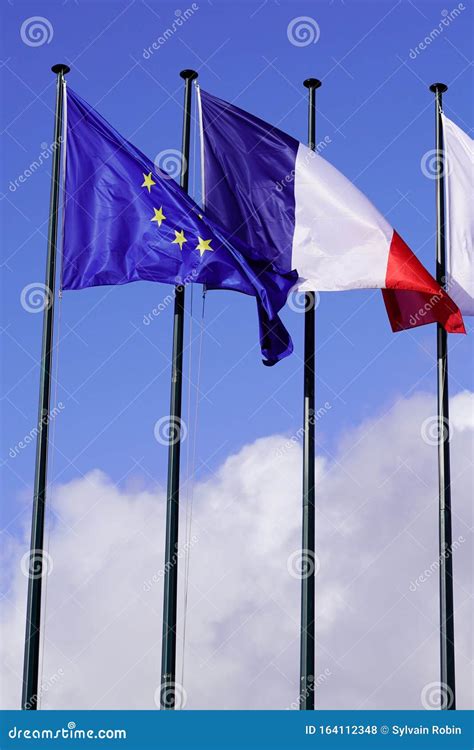 French And European Union Eu Mat Flag France Europe Stock Photo Image