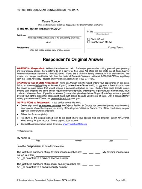 A money order is like a check, but the funds are prepaid. Filing Form For Respondent's Answer To Original Petition In Suit Affecting The Parent Child ...