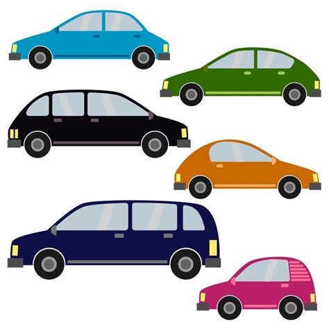 Set Of Different Car Types Multicolored Cars Collection Isolated