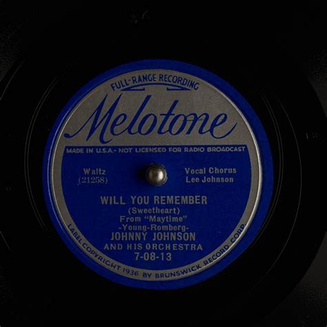 Will You Remember Sweetheart Johnny Johnson And His Orchestra Free Download Borrow And