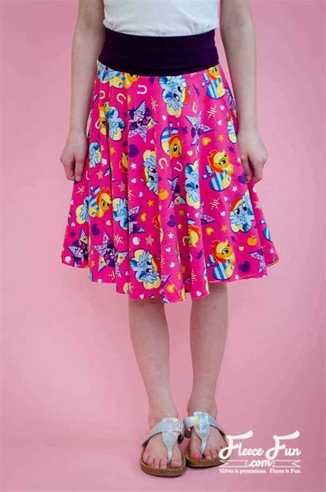 Free Pattern Girls Circle Skirt With Yoga Waist Band Sewing