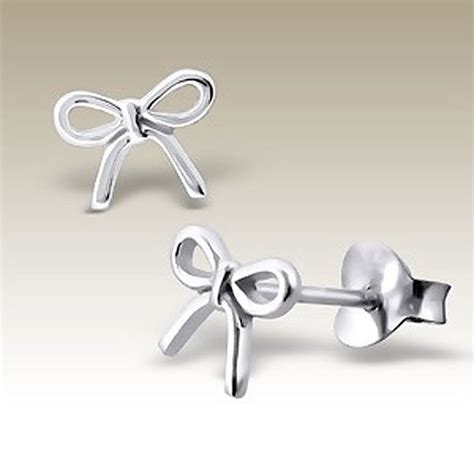 Sterling Silver Earrings Bow Studs Earrings Stud Earrings Etsy