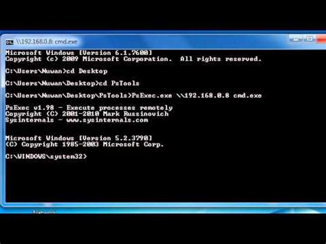If used without parameters, cmd displays the version and copyright information of the operating system. Get Command Prompt On Remote System -- PsExec - YouTube