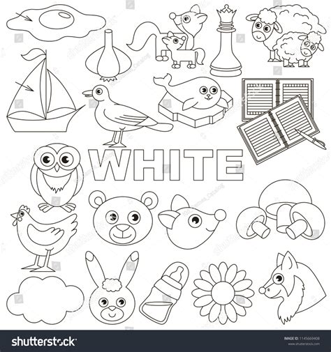 White Colorless Objects Color Elements Set Stock Vector Royalty Free