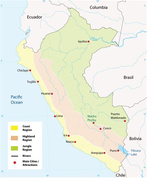 Peru Map Natural Regions And Main Cities Peru Explorer Peru Explorer