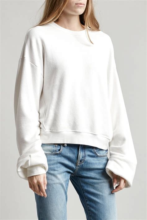 Pleated Sleeve Sweatshirt White Pleated Sleeves White Sweatshirt