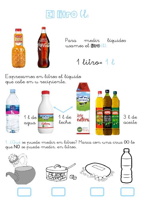 El Litro Ficha Interactiva Fichas De Matematicas Hojas De