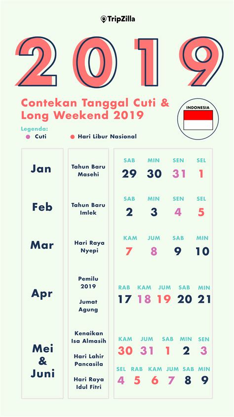 Kalender Libur Nasional 2019 Indonesia Kalender Desain Kalender Belajar