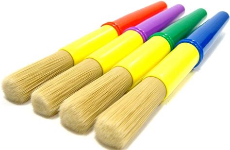 Chubby Paint Brush 4 Set Hog Bristle Hair Kids Painting Chunky Brushes