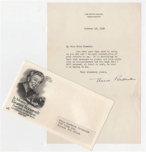 Lot Eleanor Roosevelt Signed Letter And Fdc