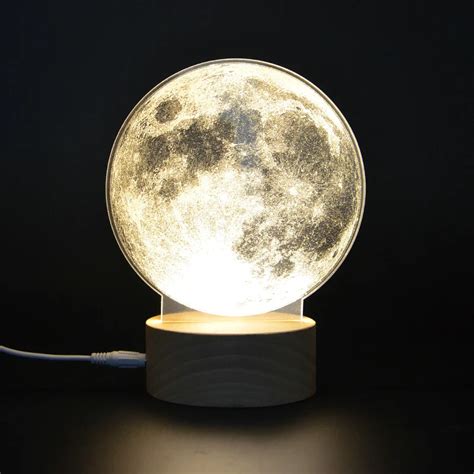 Creative 3d Acrylic Illusion Moon Light Lamp Atmosphere Warm White Led