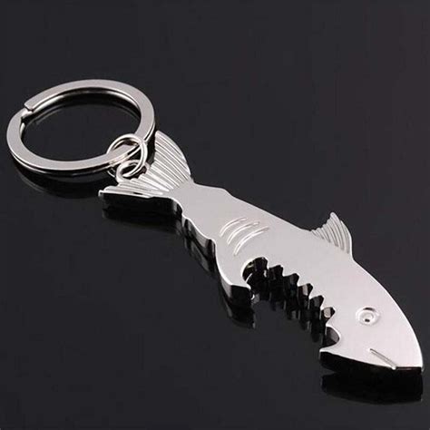 Shark Shaped Bottle Opener Keychain Shaped Zinc Alloy Ring Beer Bottle