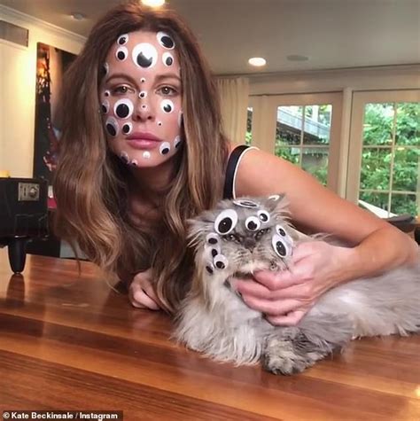 Kate Beckinsale Sticks Googly Eyes All Over Herself And Cat Clive And