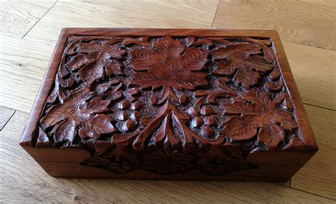 Vintage Hand Carved Wooden Jewellery Box With Carved Grape Etsy