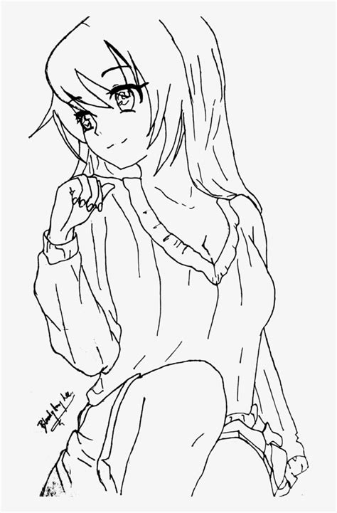 Anime Girl Line Drawing