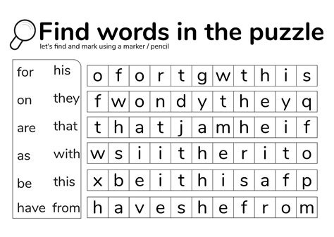 Solution Sight Words Search Activity Printable Studypool