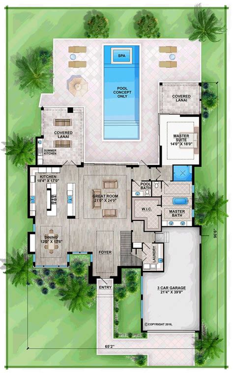 Modern Style House Floor Plan With Covered Lanai Modern House Plan