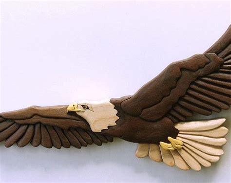 Eagle Intarsia Wall Hanging Bird Wood Carving Bird Of Prey Wall Decor