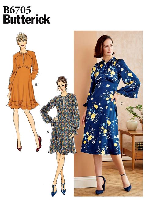 Sewing Pattern Womens Dress Pattern Long Sleeve Dress Etsy Pattern