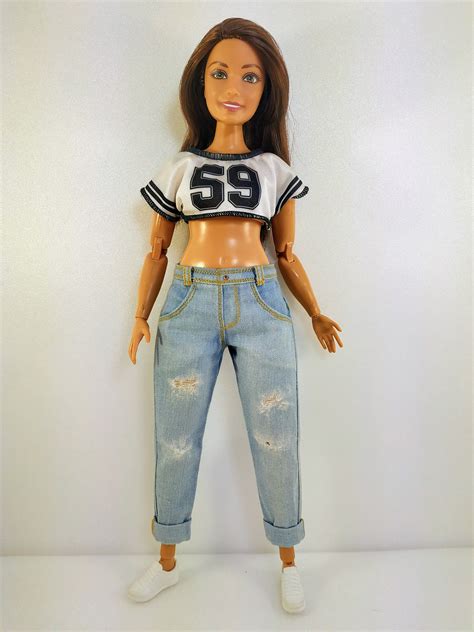 Barbie Clothes Barbie Jeans Denim Pants For Barbie Doll Curvy Etsy