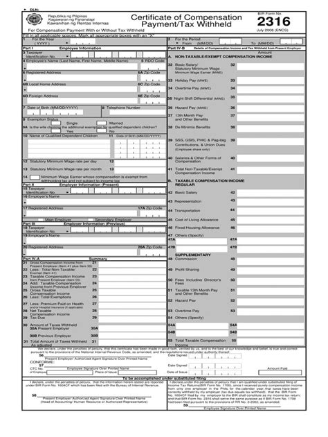 Bir Form 2316 Fill Out And Sign Printable Pdf Template Signnow