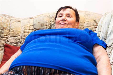 Obese Elderly Woman Smiling Stock Image Colourbox