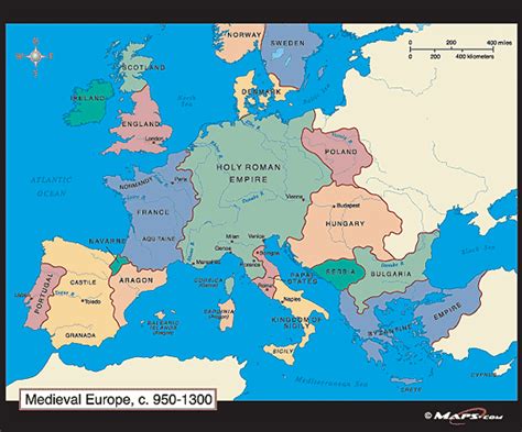 Medieval Europe Map C 950 1300 Ce By From World