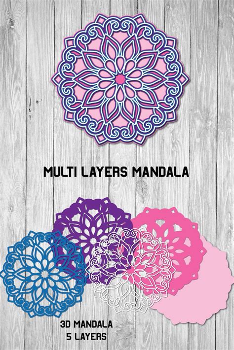 Mandala Svg 3d Layered Floral Mandala Svg 5 Layers Cut File Etsy