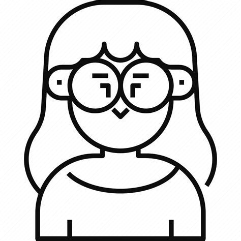 Avatar Female Glasses Long Hair Profile User Woman Icon