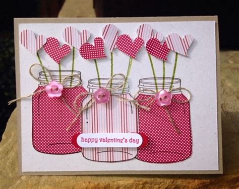 Luv that she made her own chevron stencil using a die cut and acetate for the. Adorable Valentines Day Handmade Card Ideas - Pink Lover