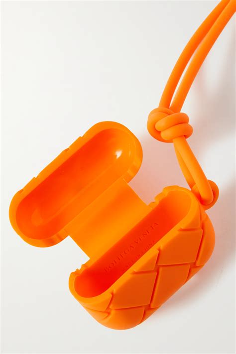 Orange Intrecciato Rubber Airpods Pro Case With Lanyard Bottega Veneta Net A Porter